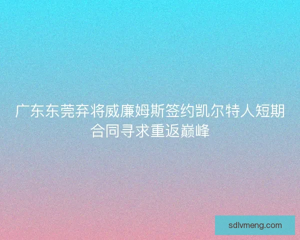 广东东莞弃将威廉姆斯签约凯尔特人短期合同寻求重返巅峰 广东东莞弃将威廉姆斯签约凯尔特人短期合同寻求重返巅峰